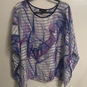 Style & Co. Sheer Blue and Purple Blouse